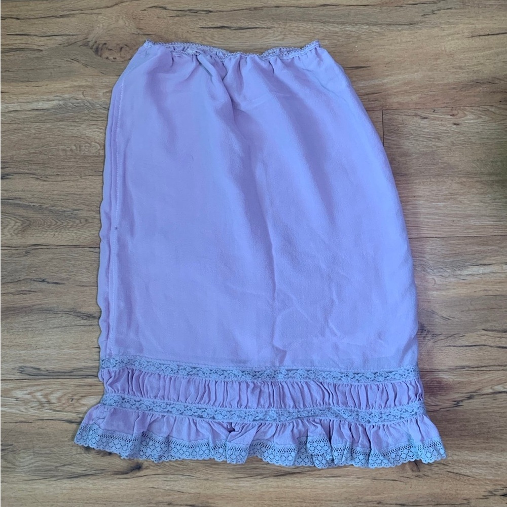 purple silk skirt with lace